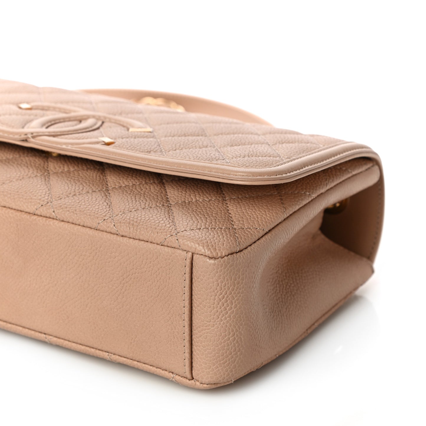 Caviar Quilted Medium CC Filigree Flap Beige