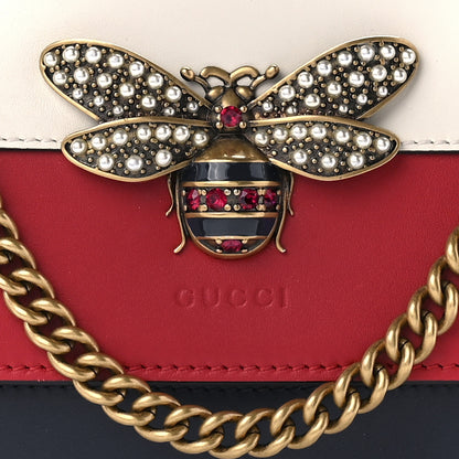 Gucci Calfskin Queen Margaret Chain Wallet Blue Agata Hibiscus Red Mystic White 7 of 11