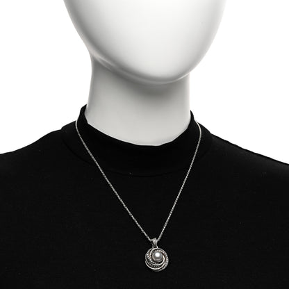 David Yurman Sterling Silver Diamond Silver Pearl 10mm Crossover Pendant Necklace 2 of 4