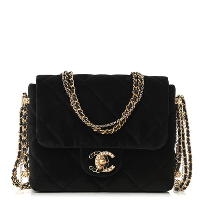 Chanel Velvet Quilted Crush On Chains Flap Bag Black 1 of 9