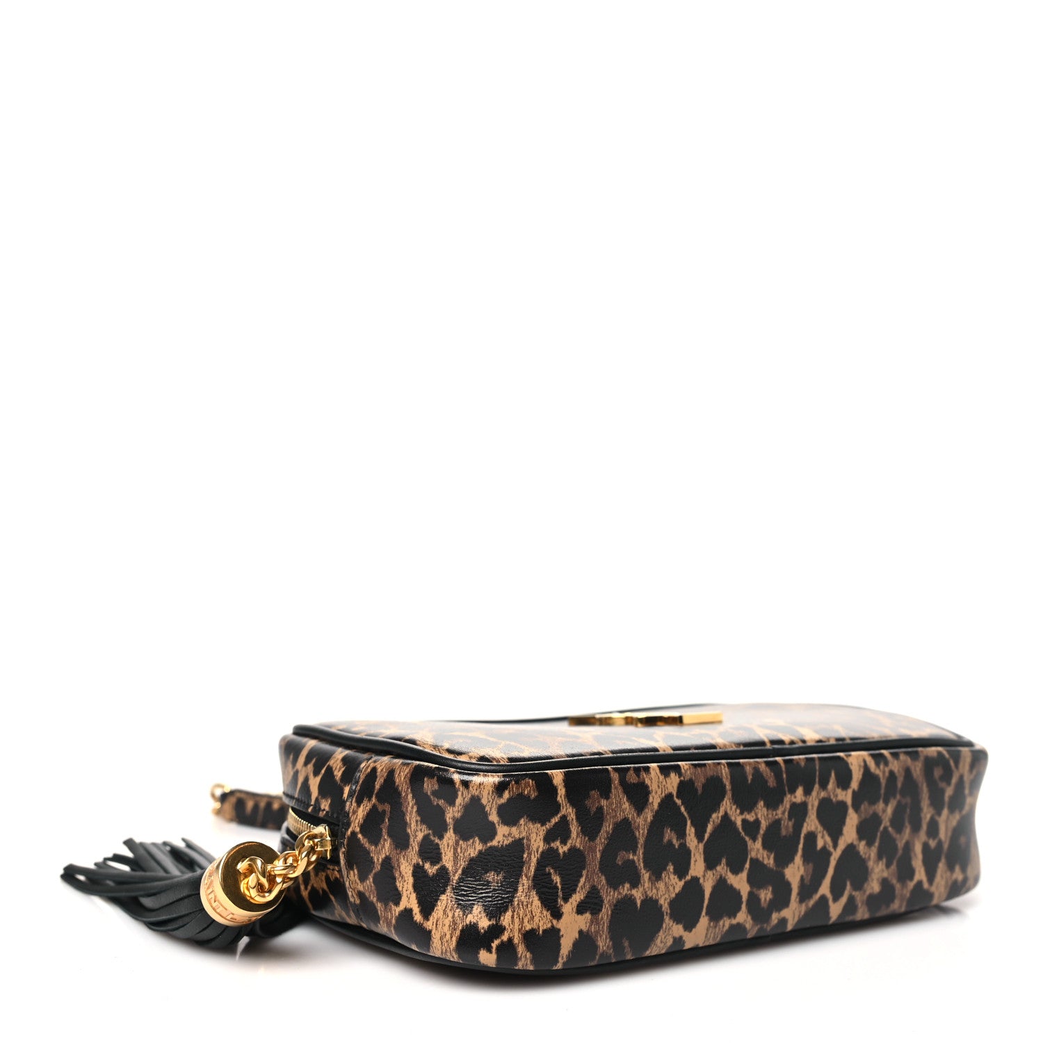 Saint Laurent Calfskin Heart Leopard Print Monogram Mini Lou Camera Bag Toffee 4 of 9