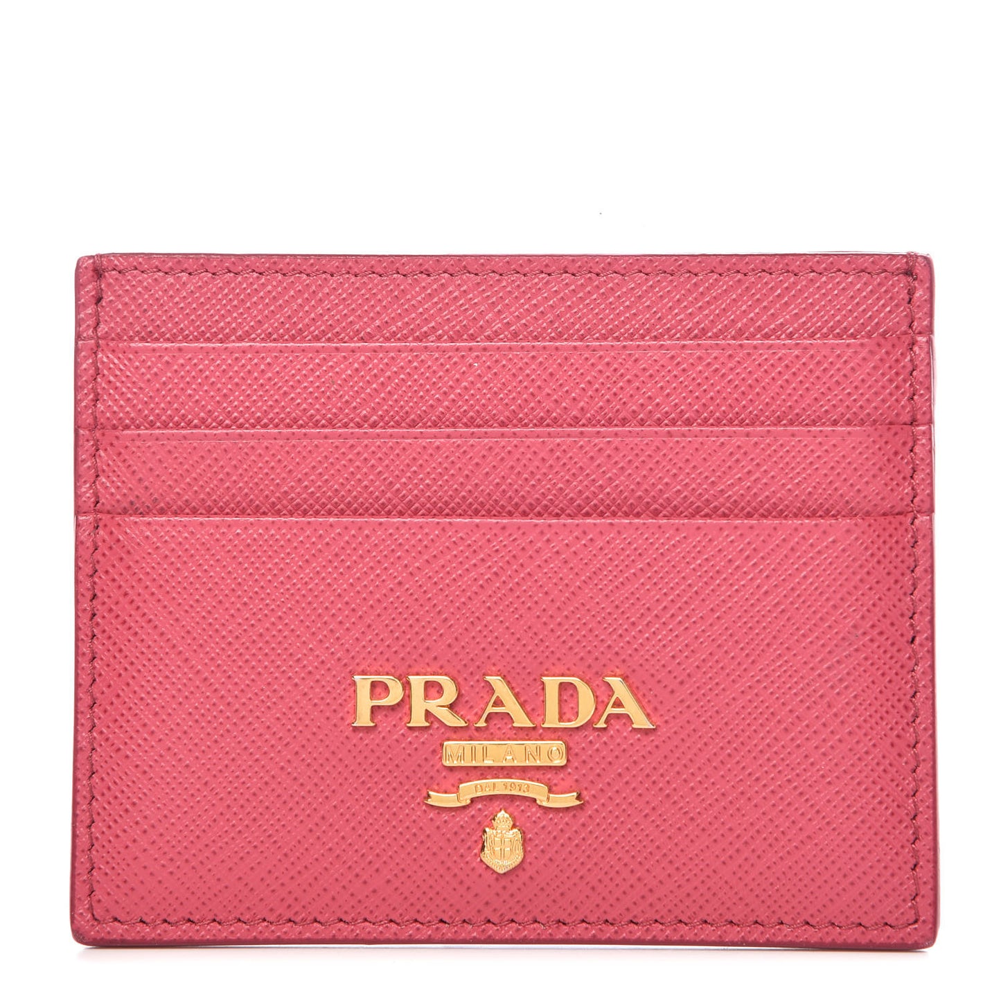 Saffiano Metal Business Card Holder Pink