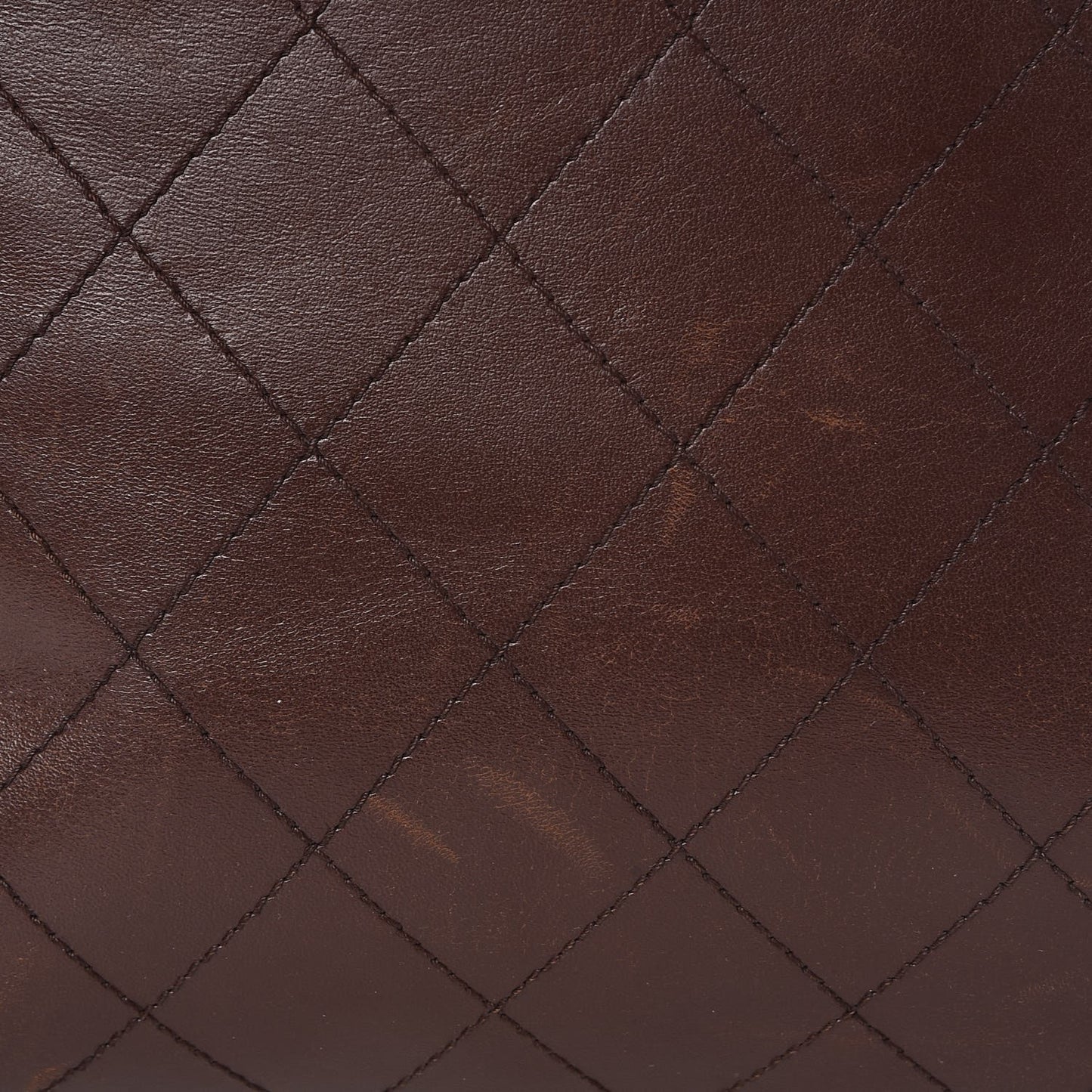 CHANE Lambskin Stitched Shoulder Bag Brown