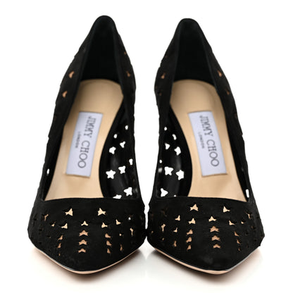 Jimmy Choo Suede Perforated Romy 100 Pumps 36 Black 3 of 8