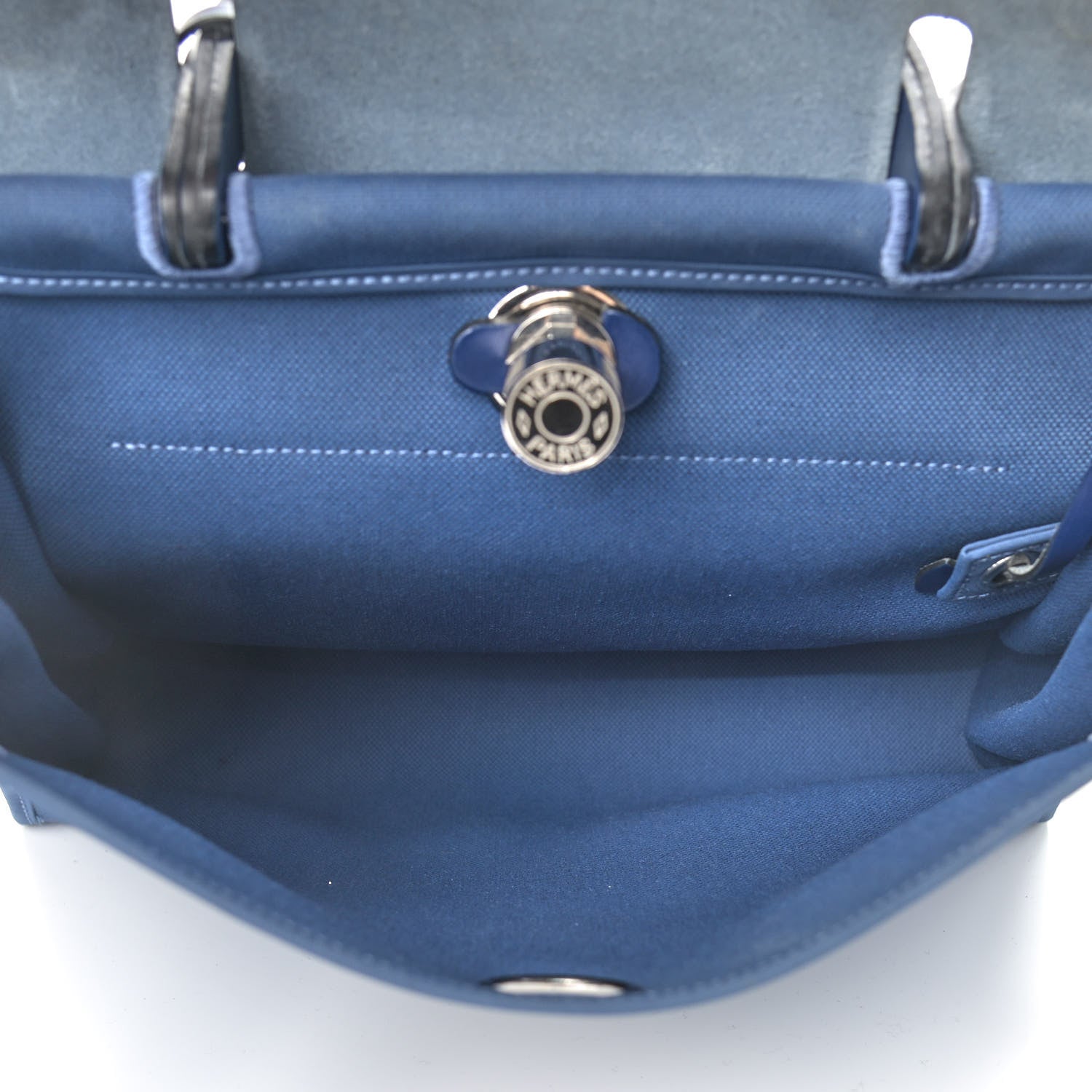 Hermes Vache Hunter Toile Herbag Zip 31 PM Bleu Brighton Bleu Saphir 6 of 22