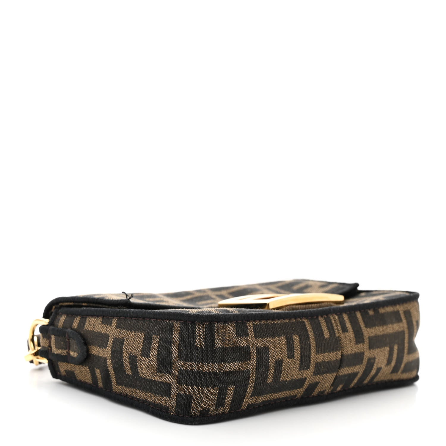 Fendi Fabric Jacquard FF 1974 Mini Baguette Tobacco Moro Black 4 of 12