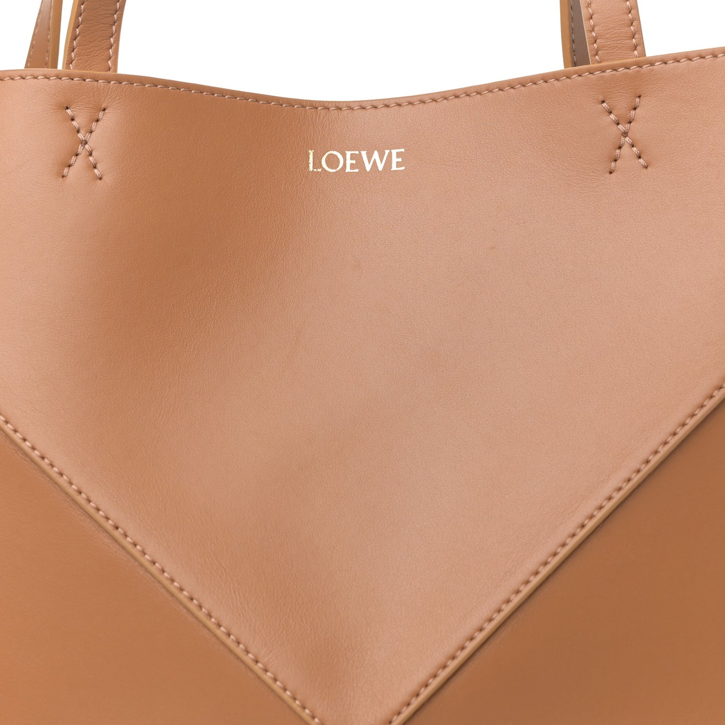Shiny Calfskin Medium Puzzle Fold Tote Warm Desert