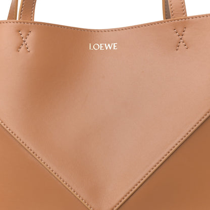 Loewe Shiny Calfskin Medium Puzzle Fold Tote Warm Desert 8 of 10