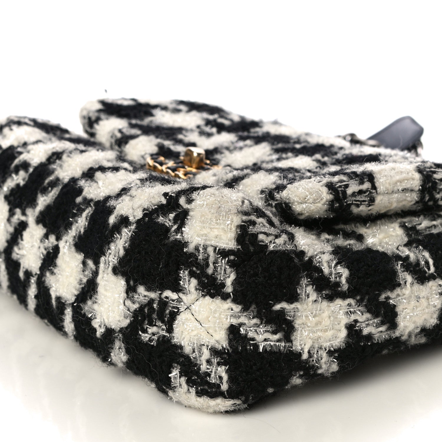 Chanel Tweed Quilted Medium Chanel 19 Flap Black Ecru White 6 of 10