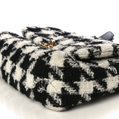 Chanel Tweed Quilted Medium Chanel 19 Flap Black Ecru White 6 of 10