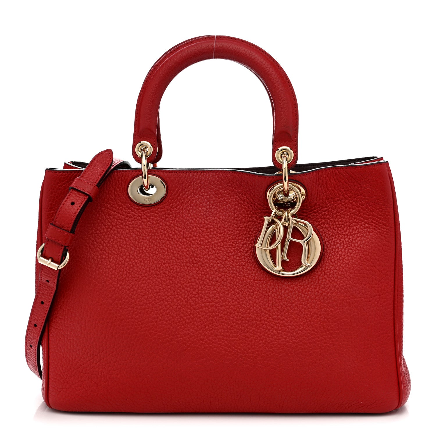 Christian Dior Calfskin Medium Diorissimo Tote Red 1 of 11