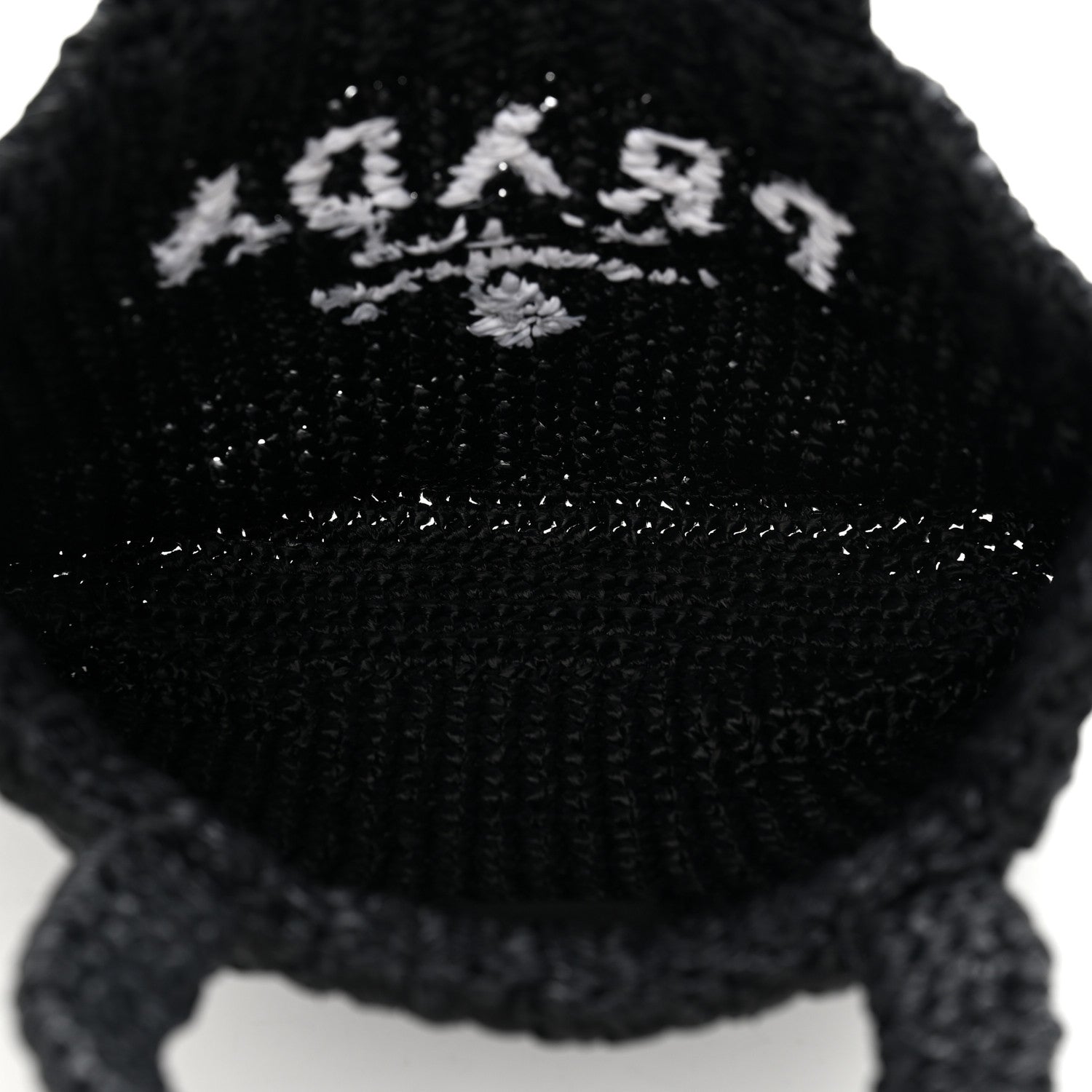 Prada Yarn Raffia Effect Crochet Small Logo Tote Black 5 of 10
