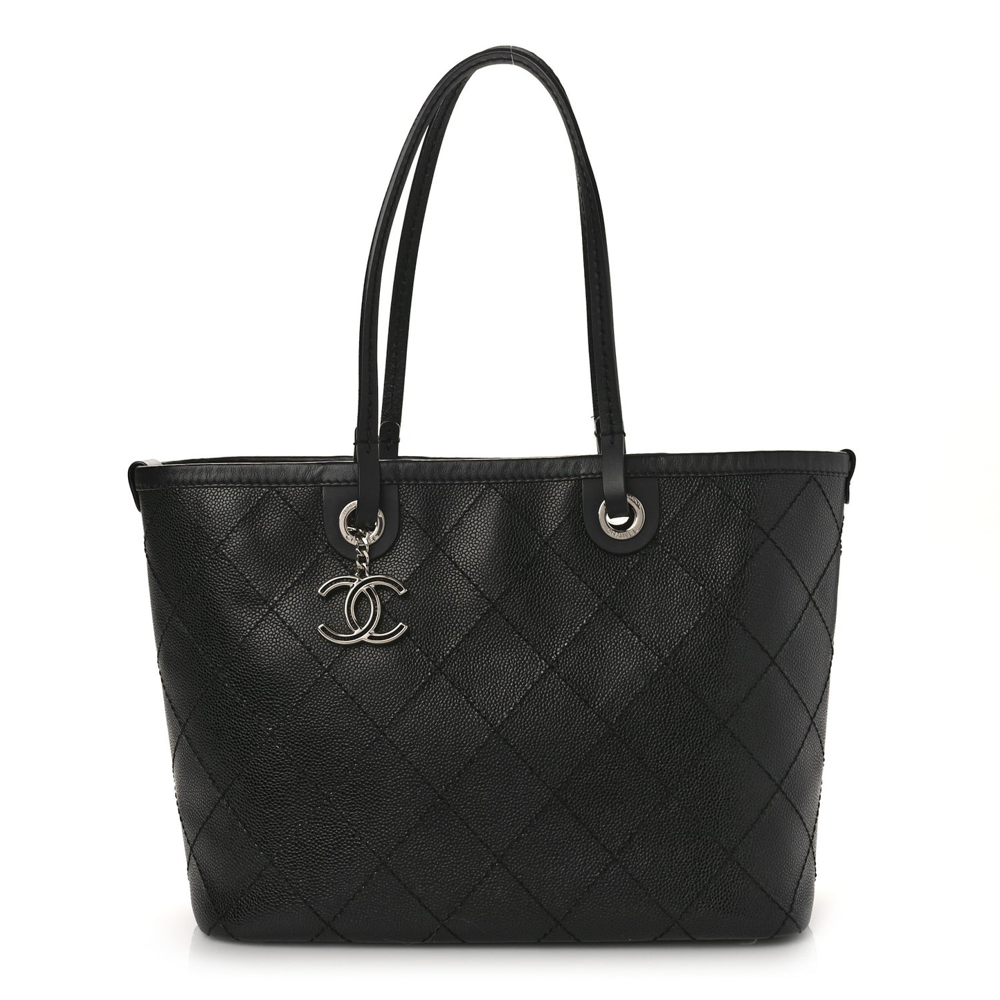 Grained Calfskin Shopping Fever Tote Black