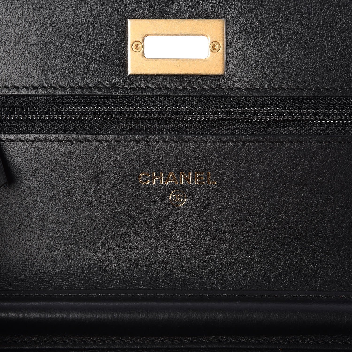 Chanel Sheepskin Chevron Reissue Wallet On Chain WOC Black 6 of 9