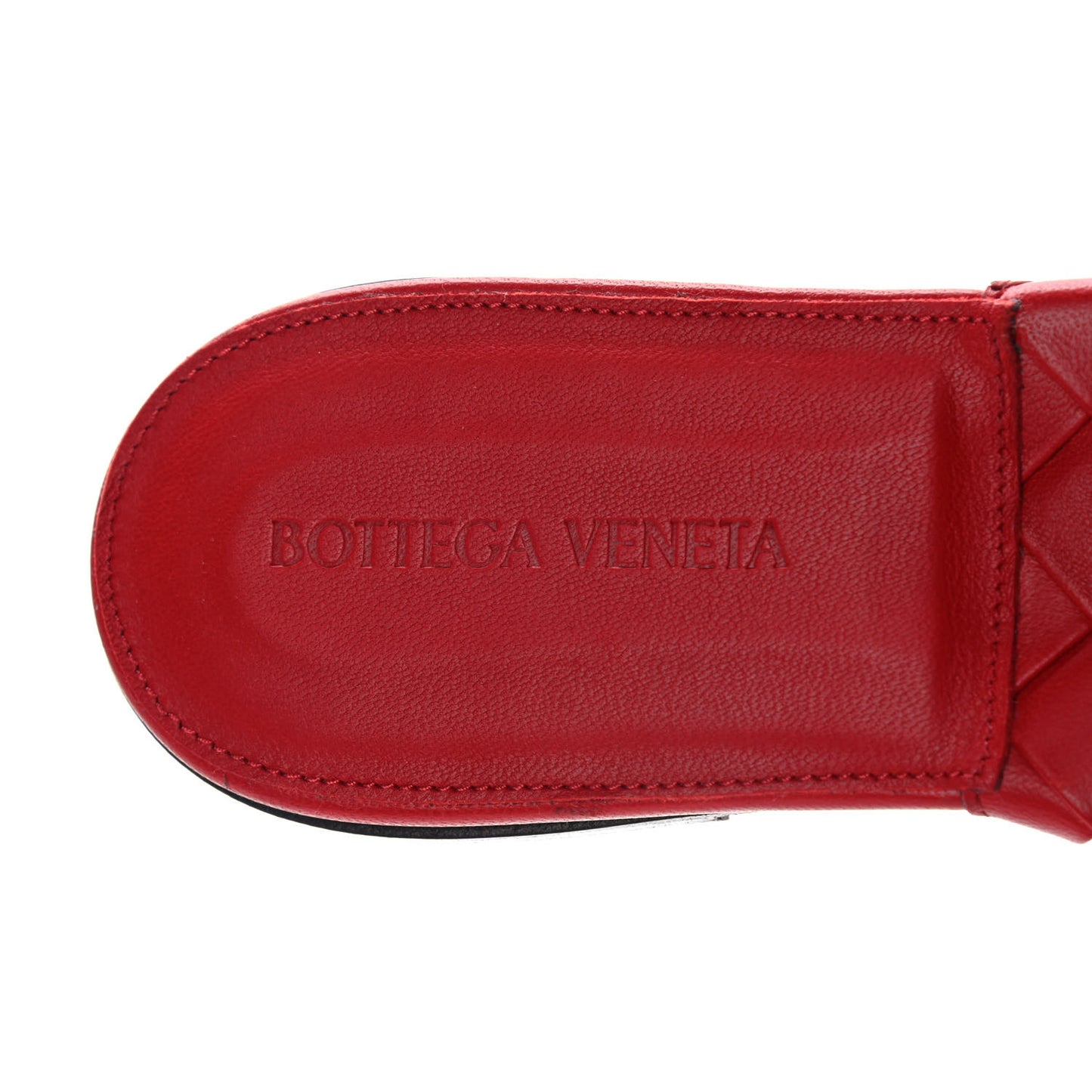 Nappa Maxi Intrecciato Lido Flat Sandals 38.5 Bright Red