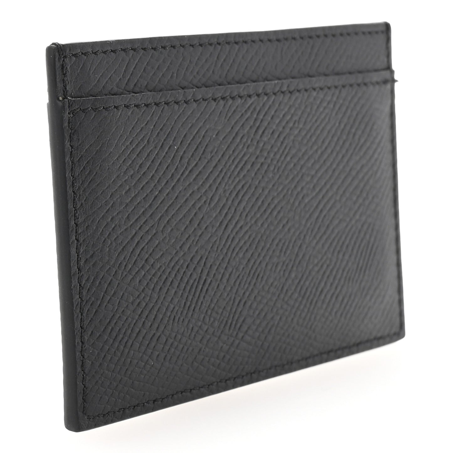 Grained Calfskin Card Holder Black