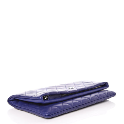 Chanel Lambskin Quilted CC Beauty Clutch Blue 4 of 13