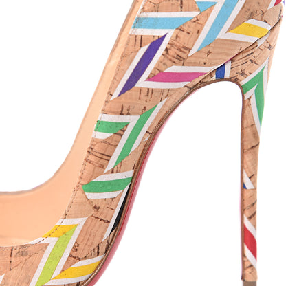 Christian Louboutin Cork Chevron Print So Kate 120 Pumps 35.5 Multicolor 11 of 14