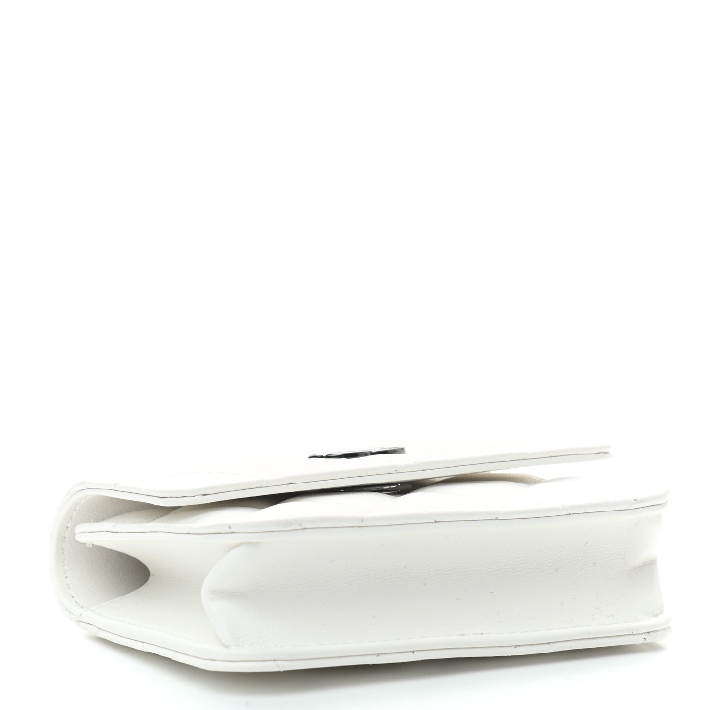 Lambskin Quilted CC Hook Card Holder White