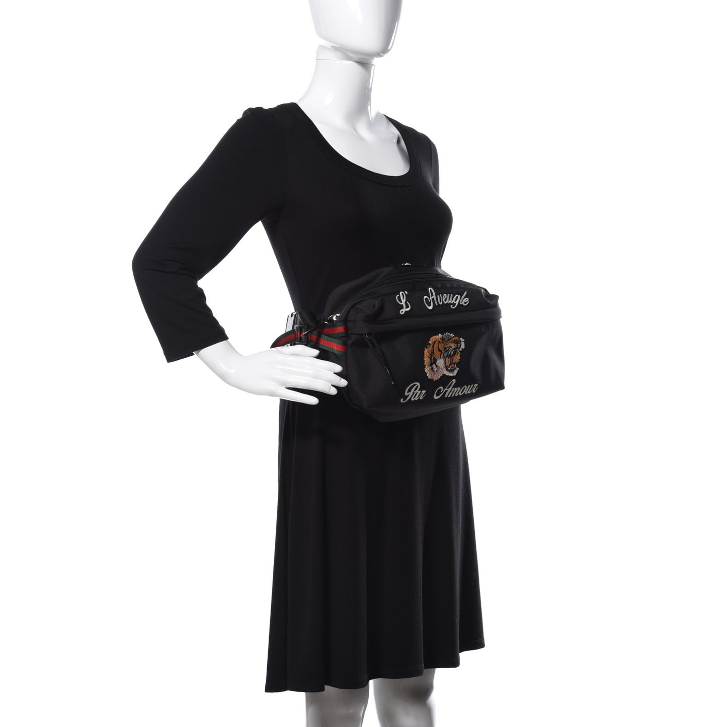 Techno Canvas Web L'Aveugle Par Amour Embroidered Belt Bag Black