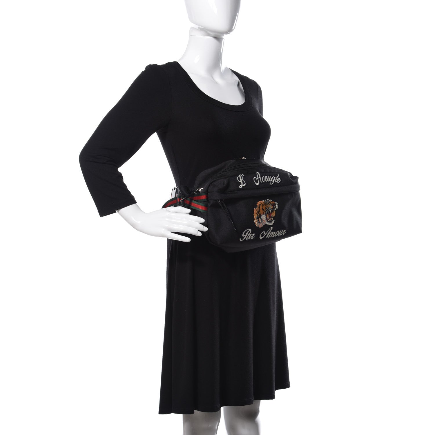Gucci Techno Canvas Web L'Aveugle Par Amour Embroidered Belt Bag Black 2 of 11
