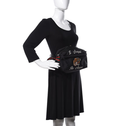 Gucci Techno Canvas Web L'Aveugle Par Amour Embroidered Belt Bag Black 2 of 11