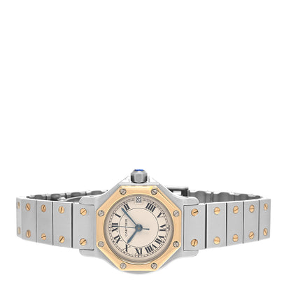 Cartier Stainless Steel 18K Yellow Gold 25mm Santos Octagon Quartz Watch 2 of 4