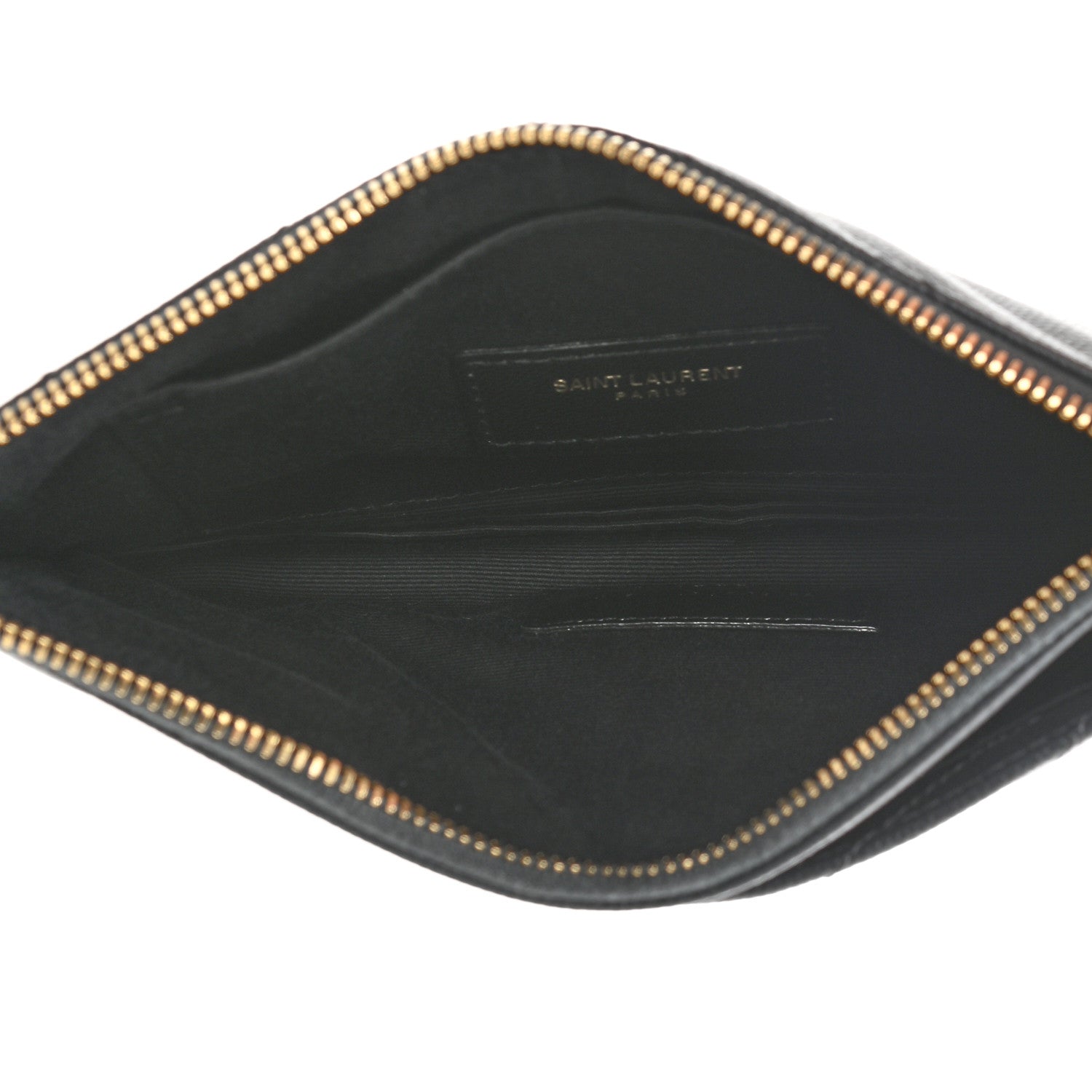 Saint Laurent Grain De Poudre Chevron Monogram Bill Pouch Storm 6 of 8