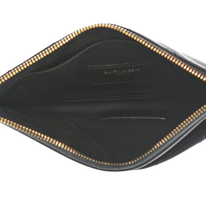 Saint Laurent Grain De Poudre Chevron Monogram Bill Pouch Storm 6 of 8