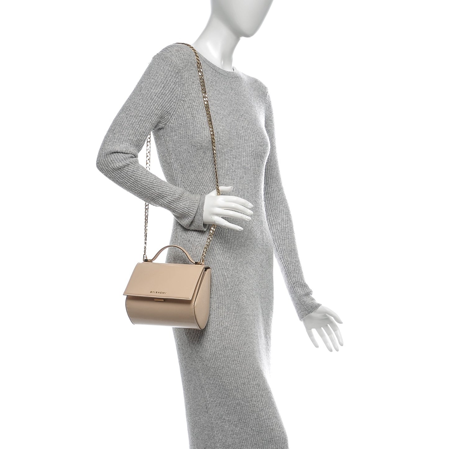 Patent Calfskin Mini Pandora Box Chain Crossbody Bag Nude Pink