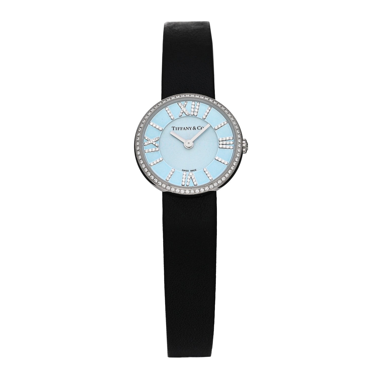 Tiffany Stainless Steel Calfskin Diamond Bezel 24mm Atlas 2-Hand Quartz Watch Tiffany Blue 1 of 4