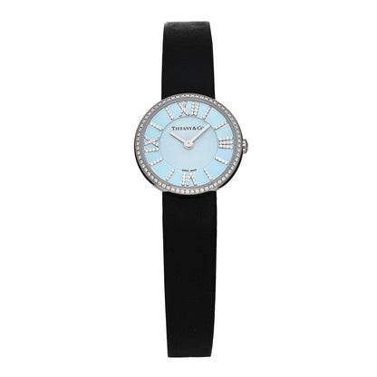 Tiffany Stainless Steel Calfskin Diamond Bezel 24mm Atlas 2-Hand Quartz Watch Tiffany Blue 1 of 4