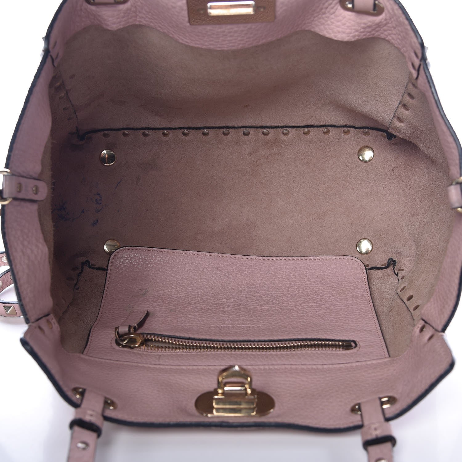 Valentino Garavani Grained Calfskin Small Rockstud Tote Water Rose 6 of 15