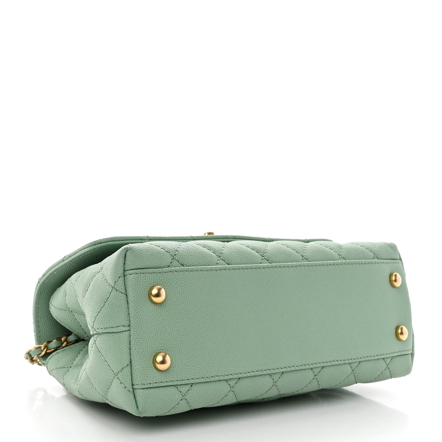 Caviar Quilted Mini Coco Chain Handle Flap Light Green
