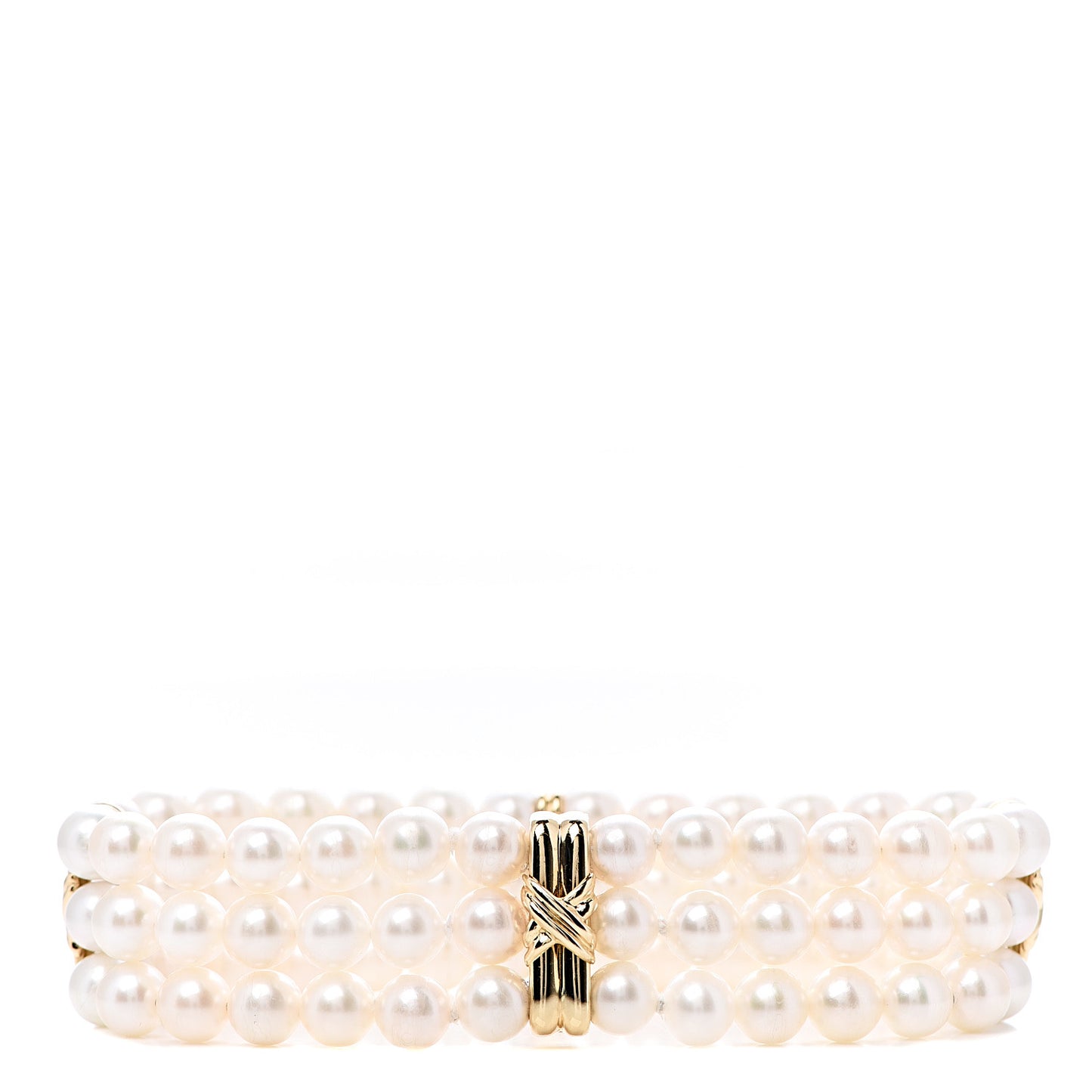 18K Yellow Gold Akoya Pearl Signature X Triple Strand Bracelet