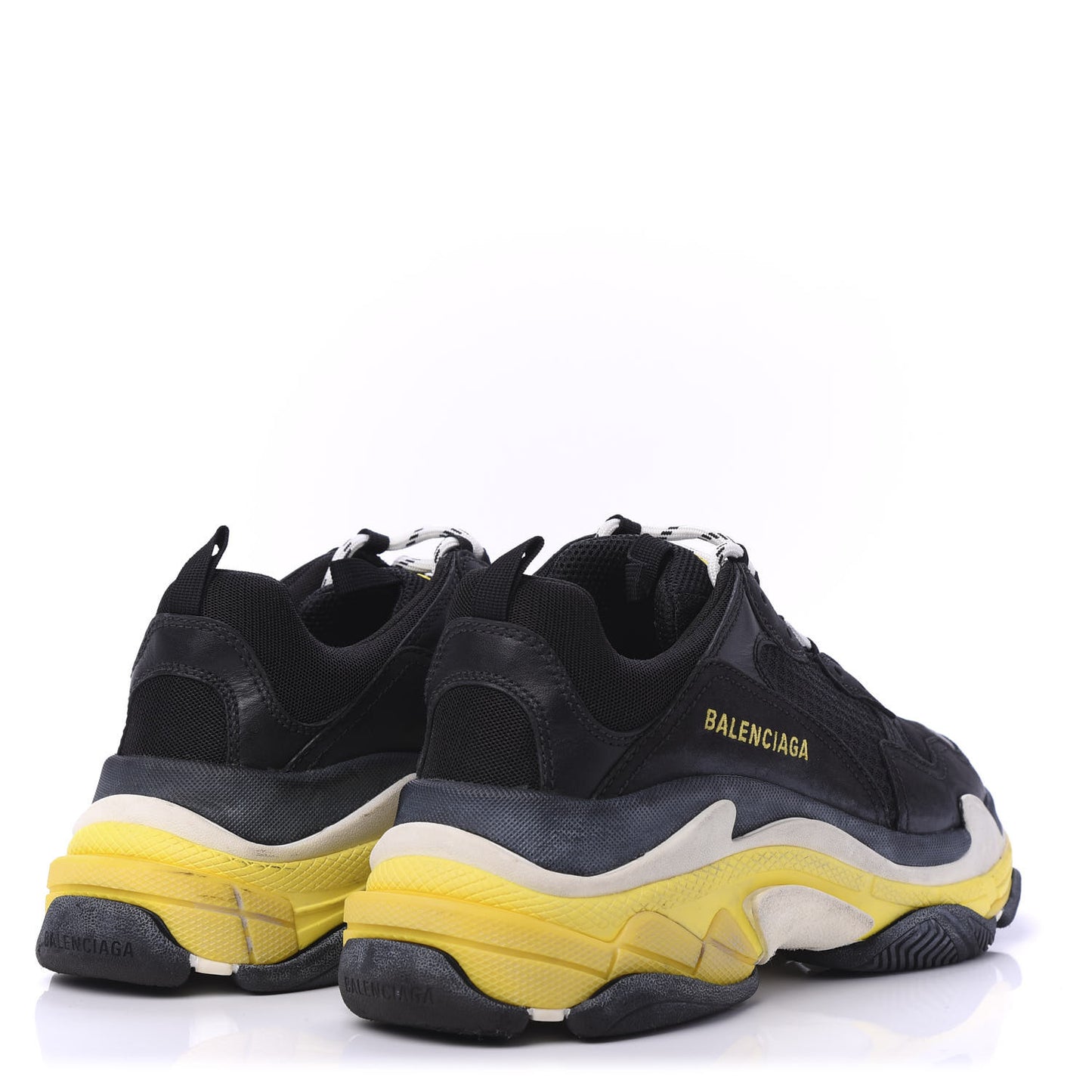 Fabric Mesh Womens Triple S Sneakers 42 Black Yellow