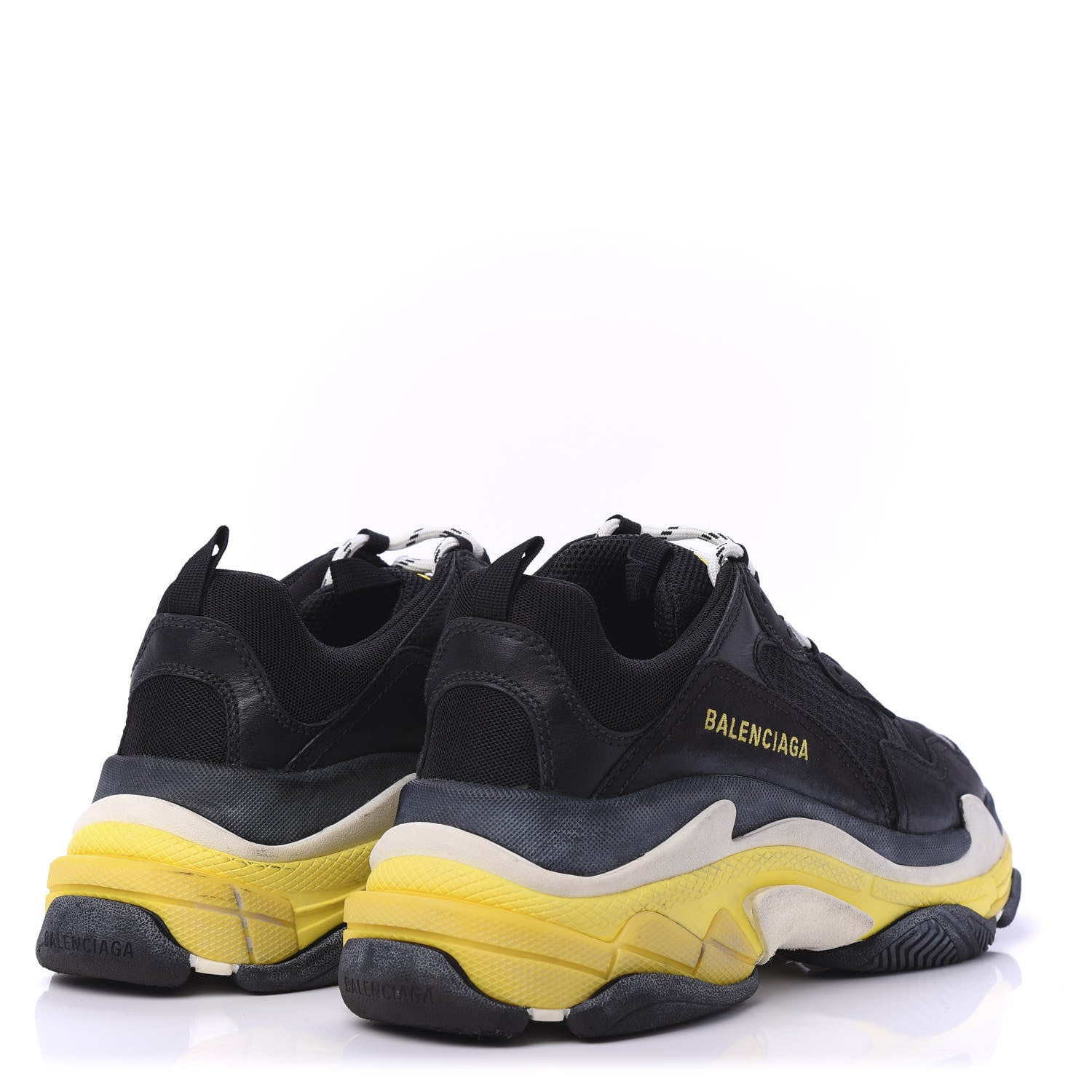 Balenciaga Fabric Mesh Womens Triple S Sneakers 42 Black Yellow 4 of 9