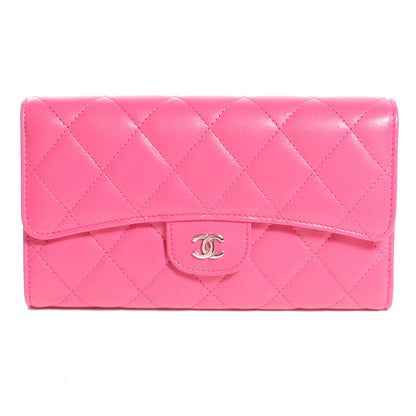 Chanel Lambskin Quilted Large Flap Wallet Dark Pink 1 of 9
