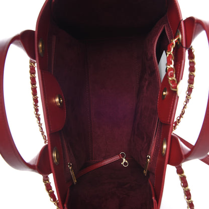 Chanel Caviar Small Studded Deauville Tote Red 7 of 9