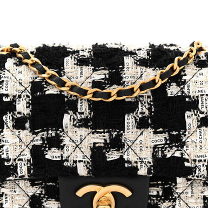 Chanel Tweed Quilted Mini Side Pearl Flap Bag Black Ecru White 8 of 12
