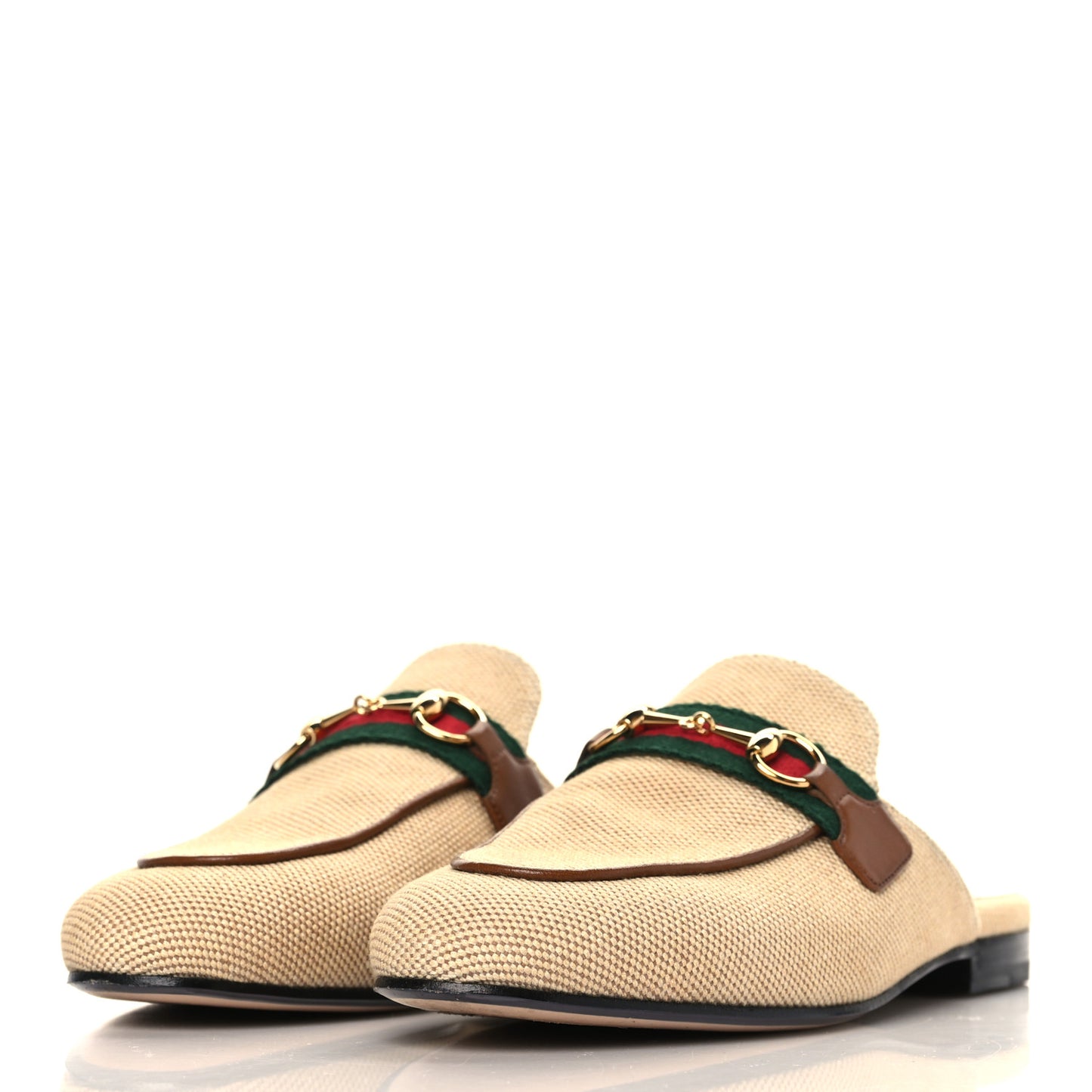 Canvas Vintage Charlotte Web Princetown Slippers 37 Sand Cuir