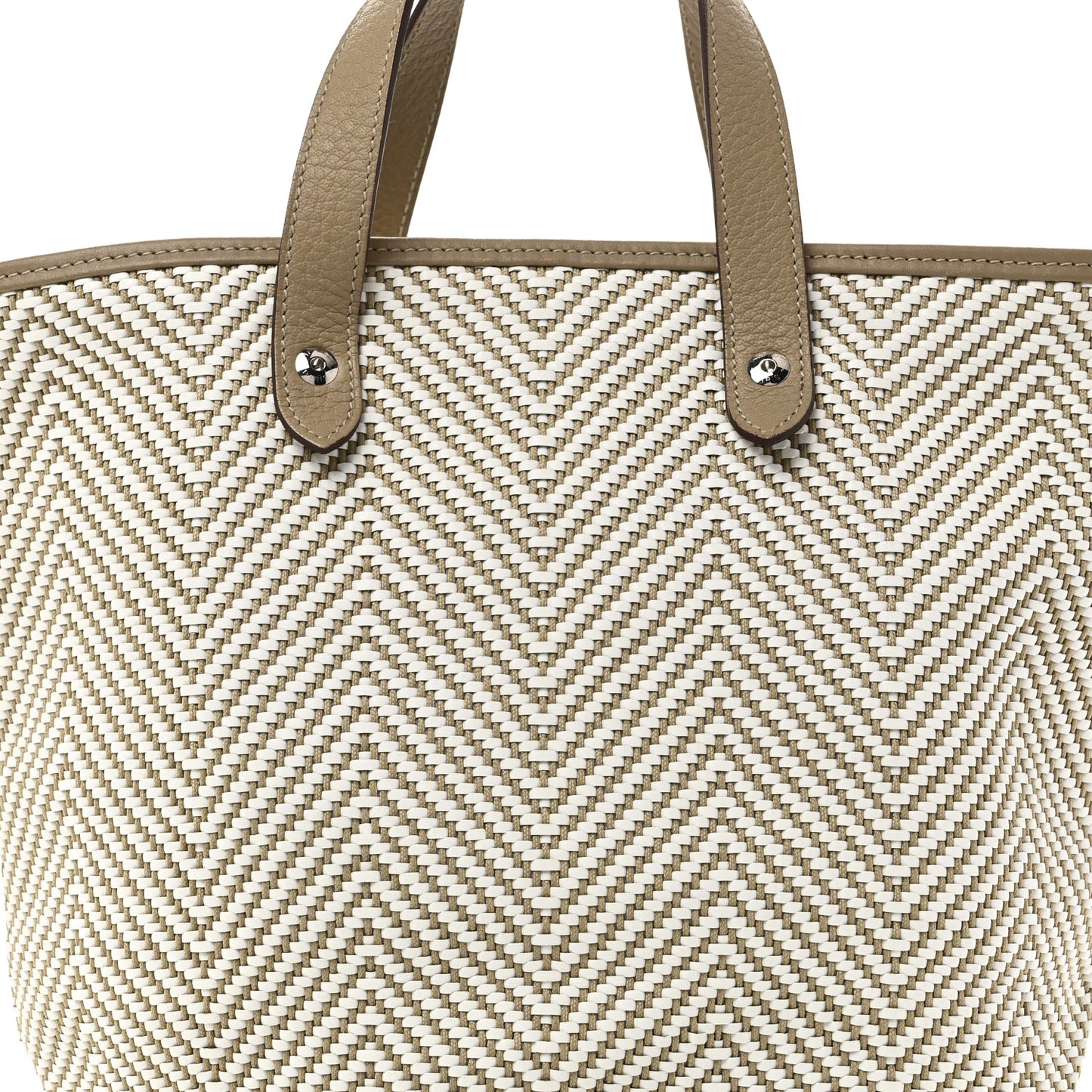 Chevron Herringbone Canvas Chennai PM Tote Etoupe