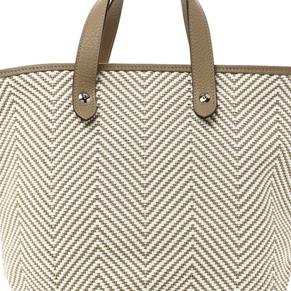 Hermes Chevron Herringbone Canvas Chennai PM Tote Etoupe 7 of 9