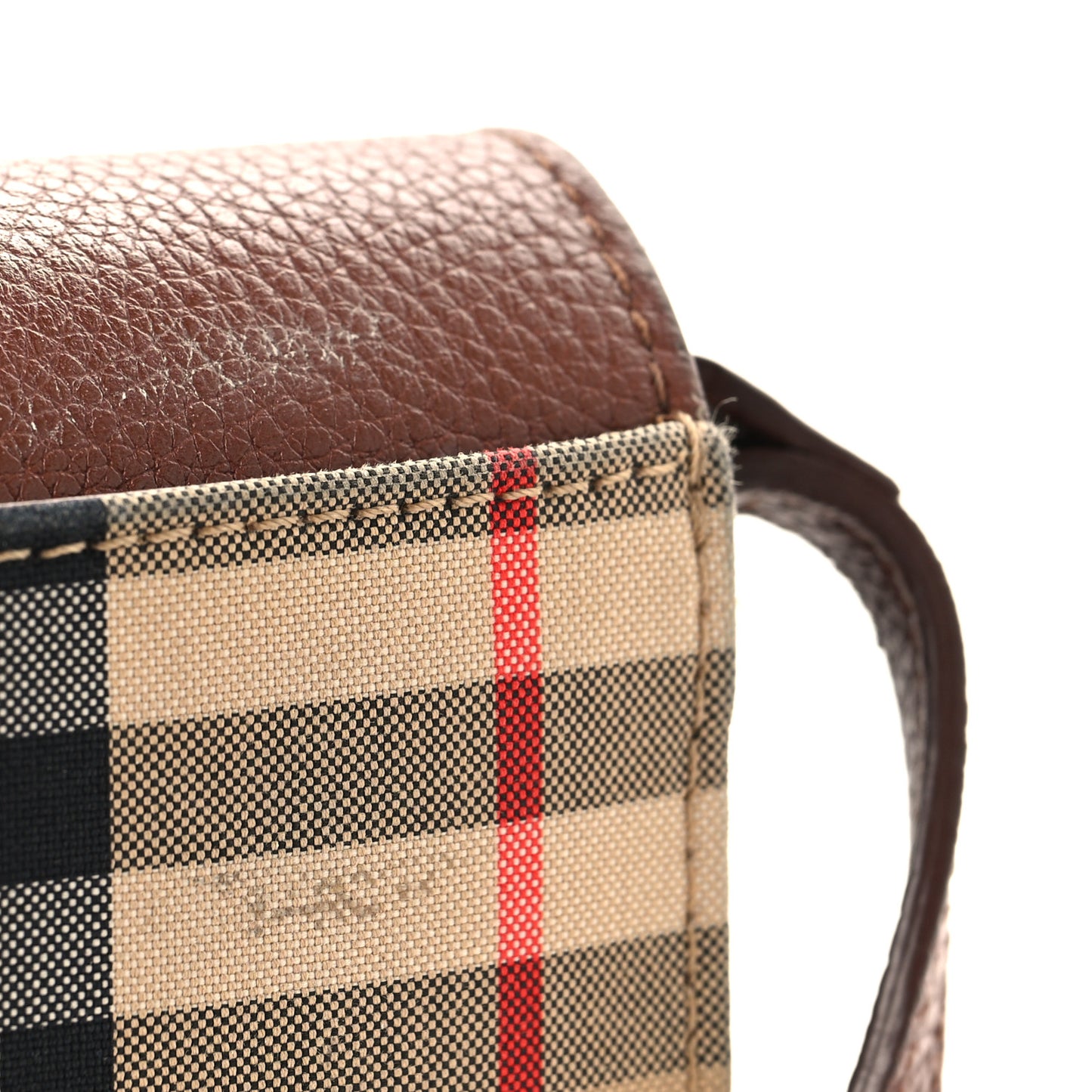 Grainy Calfskin Vintage Check Wallet With Detachable Strap Archive Beige Tan