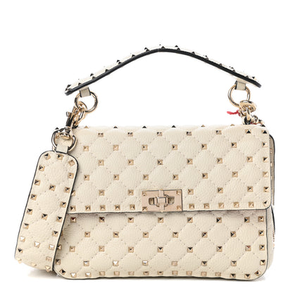 Valentino Garavani Grained Calfskin Medium Rockstud Spike Shoulder Bag Light Ivory 1 of 10