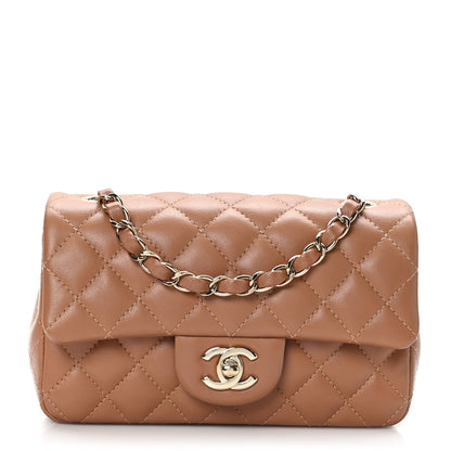 Chanel Lambskin Quilted Mini Rectangular Flap Brown 1 of 9