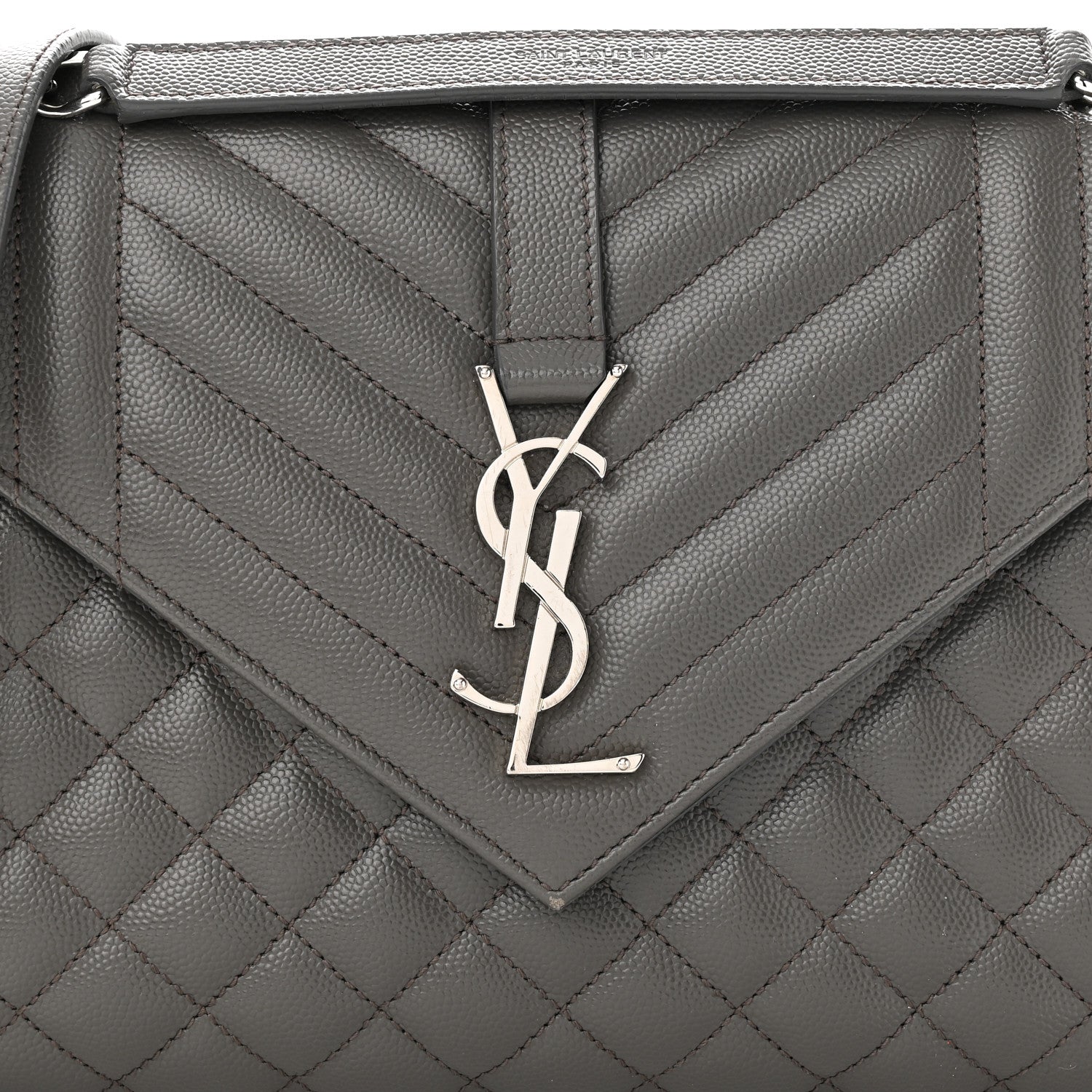 Saint Laurent Grain De Poudre Textured Mixed Matelasse Medium Triquilt Monogram Satchel Earth 8 of 11