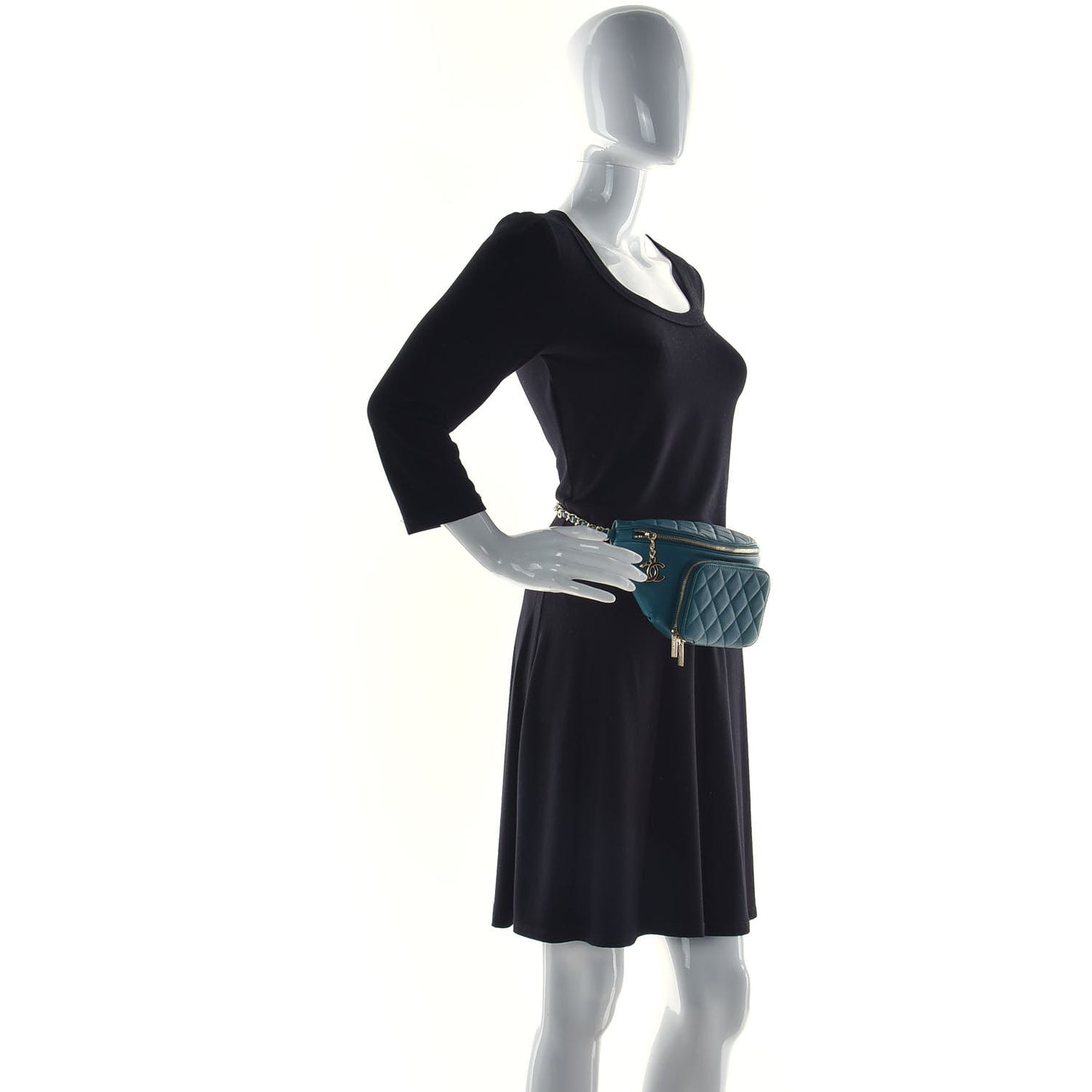 Caviar Quilted Business Affinity Waist Belt Bag Dark Turquoise