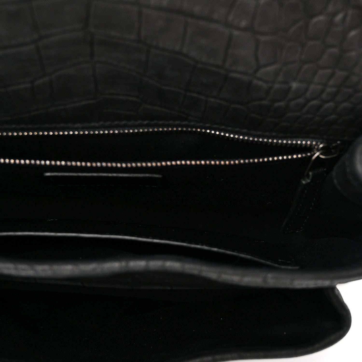 Saint Laurent Nubuck Crocodile Embossed Monogram Medium Niki Chain Satchel Black 5 of 10