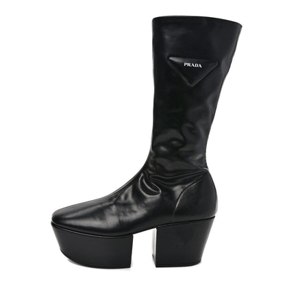 Prada Nappa Tech Logo 70mm Platform Boots 37 Black 1 of 9